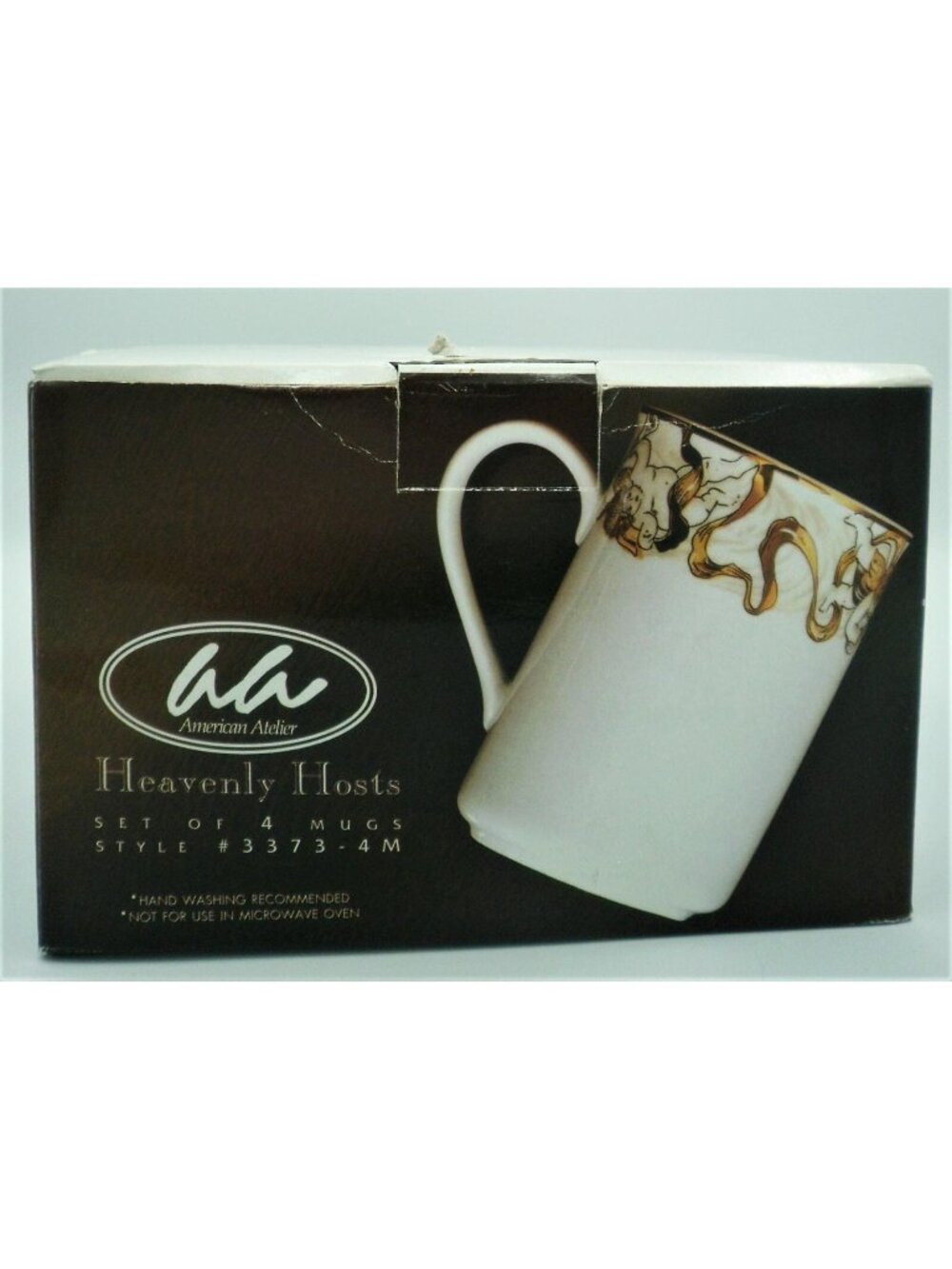 American Atelier HEAVENLY HOSTS 3373 Cherub Mugs Cups New in Open Box Set of 4